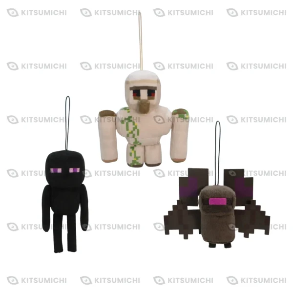 Minecraft – Llavero de Peluche ~Enderman, Gólem de Hierro y Murciélago~