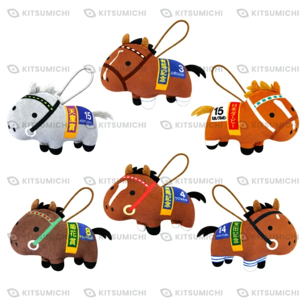 Thoroughbred Collection – Llaveros de Peluche Regordetes de Mejiro McQueen, Mejiro Palmer, Mihono Bourbon, Rice Shower, Tokai Teio y Yamanin Zephyr ~Volumen 2, Reedición, Exclusivo de Round One~