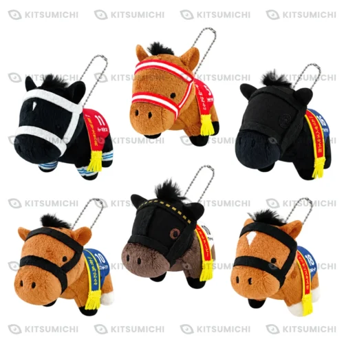 Thoroughbred Collection – Llaveros de Peluche Pequeños con Cadena de Bolitas de Deep Bond, Panthalassa, Akai Ito, Efforia, Shahryar y Geraldina