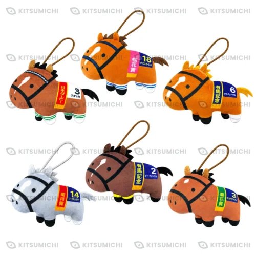 Thoroughbred Collection – Llaveros de Peluche Regordetes de Vodka, Daiwa Scarlet, Orfevre, Gold Ship, Kitasan Black y Satono Diamond ~Reedición, Exclusivo de Round One~