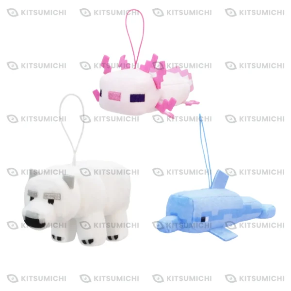 Minecraft – Llaveros de Peluche de Oso Polar, Ajolote y Delfín