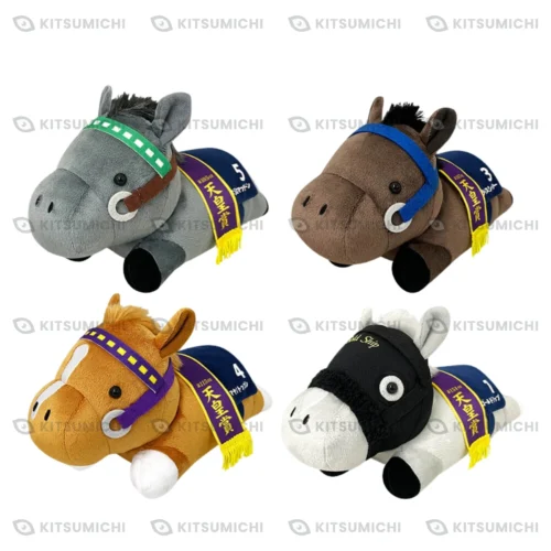 Thoroughbred Collection – Peluches Acostados Compactos de Mejiro McQueen, Rice Shower, Mayano Top Gun y Gold Ship ~Exclusivo de Taito~