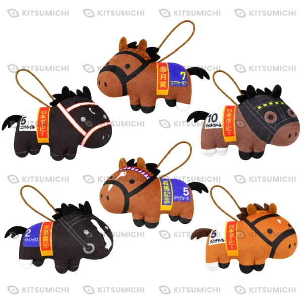 Thoroughbred Collection – Llaveros de Peluche Regordetes de Contrail, Efforia, Shahryar, Equinox, Do Deuce y Danon Decile ~Volumen 4, Exclusivo de Round One~